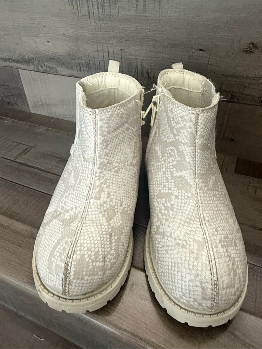 Carter's Cream Snake-Print Toddler Ankle Boots